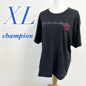챔피온 XL 블랙 티셔츠 캐주얼 코디 프린트 남성용
