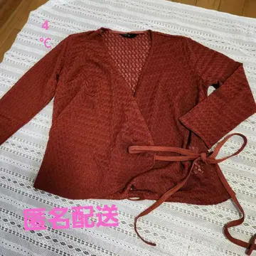 4C 빨간색 랩 가디건 긴팔 M