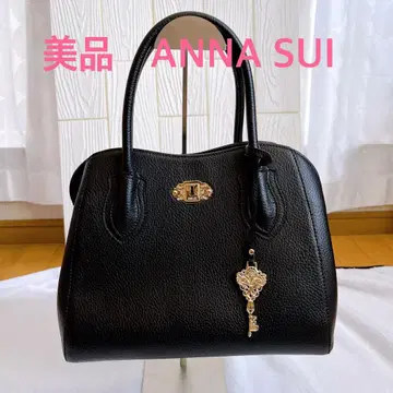 새상품급 ANNA SUI 안나수이 핸드백 블랙 가죽 열쇠 참 포함