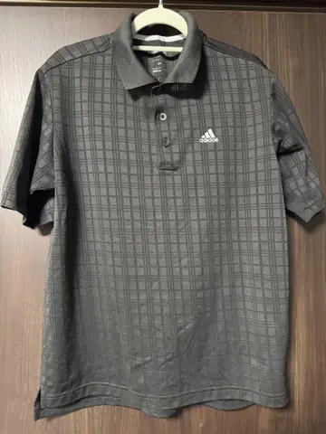 아디다스(adidas) 블랙, 그레이 체크 무늬 피케 셔츠 사이즈 M