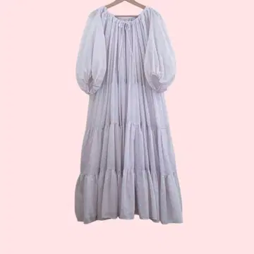 70년대 빈티지 아이스 블루 티어드 원피스 curios