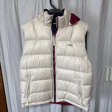 Lacoste 후드 부착 다운 베스트 5 사이즈 아이보리