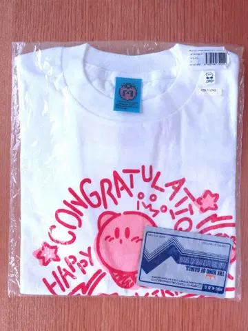 별의 커비 티셔츠 Congratulations 화이트 S 사이즈