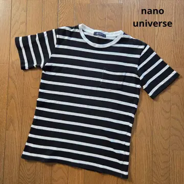 나노 유니버스 썸머 니트 반팔 티셔츠 보더 블랙 화이트