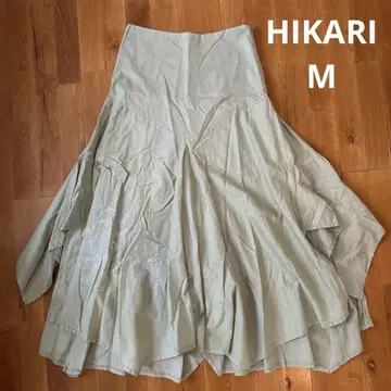 HIKARI 이슬이(히카리) 카키 그린 비대칭 플레어 스커트