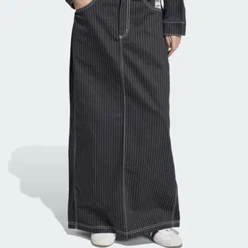 다크 그레이 스트라이프 데님 타이트 스커트
