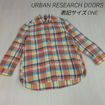 URBAN RESEARCH DOORS 린넨 셔츠 체크 무늬 9부 소매