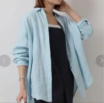 Spick & Span 린넨 빅 셔츠 라이트 블루