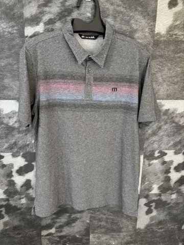 travismathew 그레이 스트라이프 피케 셔츠