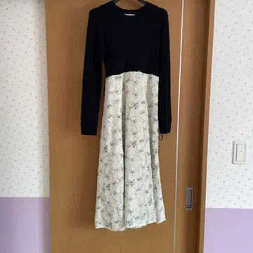 index 네이비 꽃무늬 롱 원피스