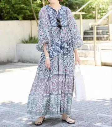 SLOBE IENA * 인도 패널 티어드 원피스 * 사이즈 36