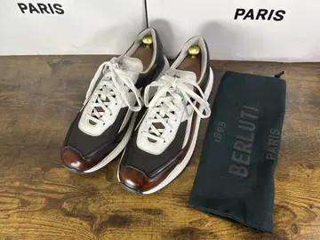 새상품급 Berluti 펄스 스니커즈 베네치아 가죽 캔버스 9.5
