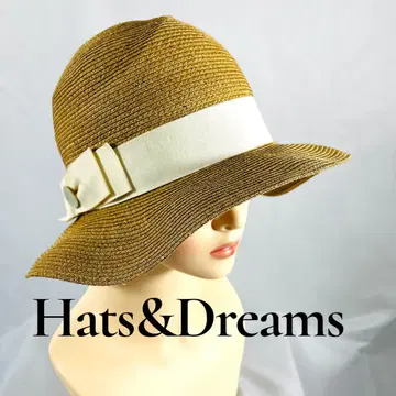 Hats & Dreams 베이지 밀짚모자 화이트 리본 이탈리아산