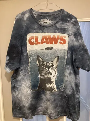 고양이 조스 jaws 패러디 티셔츠 X-LARGE