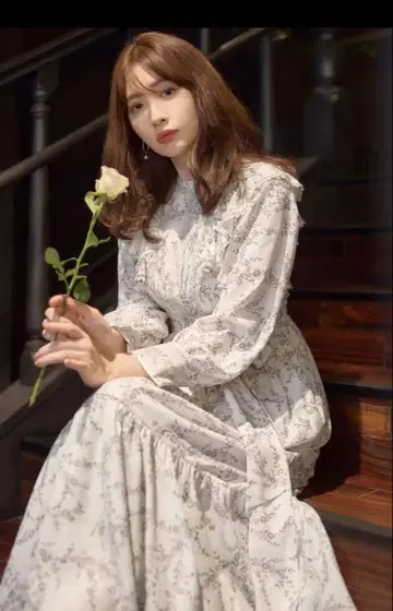헤르리프토 페디셀 레이스 트림 장식이 된 긴 드레스