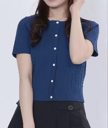 데이지 원 포인트 반팔 케이블 가디건