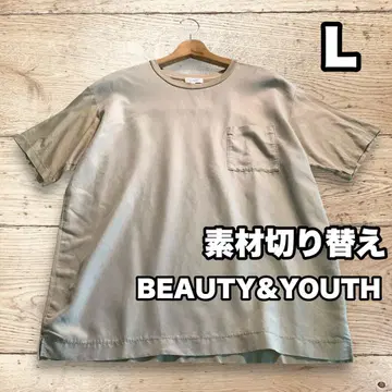 BEAUTY&YOUTH 소재 배색 티셔츠 레이온 크루넥 L