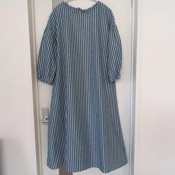 새상품 SamansaMos2blue 스트라이프 원피스 롱 그린 F
