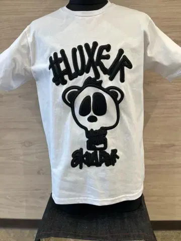 LULUXE/R 러그 크루넥 스컬 베어 자수 반팔 티셔츠 화이트 M