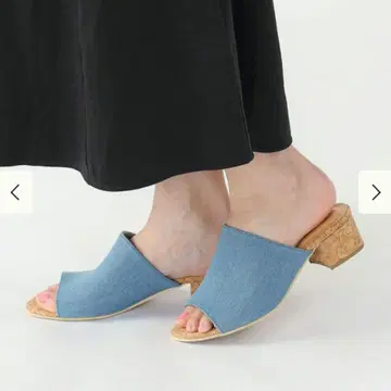 코르크 힐 데님 샌들 22.5~24.5cm