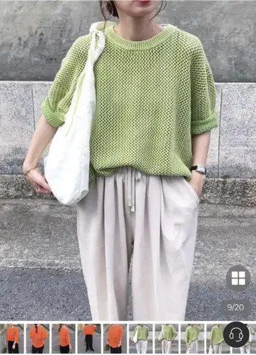 메쉬 하프 슬리브 썸머 니트