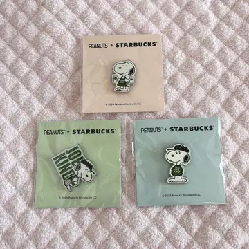 스타벅스 스누피 PEANUTS 핀 배지 핑크 블루 그린