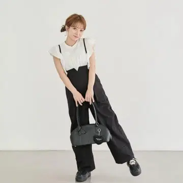 시마무라 츠지 노조미 Ange Charme 롤업 살로펫 팬츠 M 중 블랙