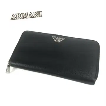 ARMANI 엠포리오 아르마니 라운드 지퍼 장지갑 블랙 남성용