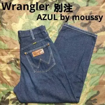 Wrangler 별주 AZUL by moussy 턱 와이드 배기 데님