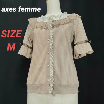 axes femme 엑시즈팜 블라우스 레이스 프릴 리본 M