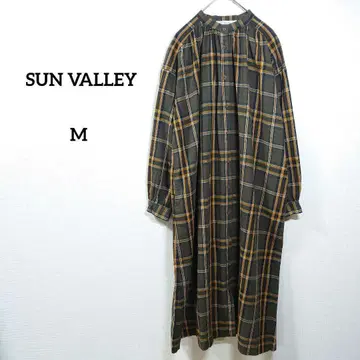 SUN VALLEY 긴팔 셔츠 원피스 롱 원피스 린넨 체크