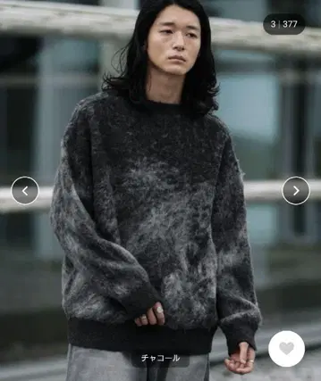 MOHAIR BLEND JACQUARD SHAGGY KNIT 차콜