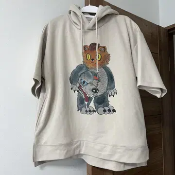 graniph 아트 프린트 후드 부착 후드티 베이