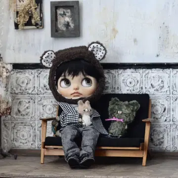 핸드메이드 네오 브라이스 사이즈 곰 모자/브라운