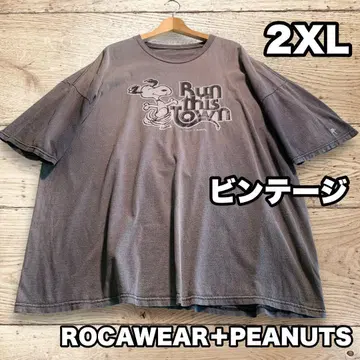 ROCAWEAR+PEANUTS 빈티지 그레이 티셔츠 2XL 콜라보 티셔츠