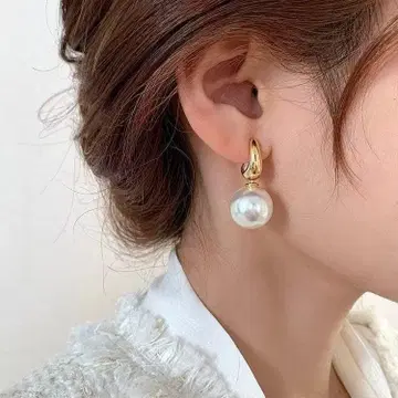 골드 후프 펄 귀걸이