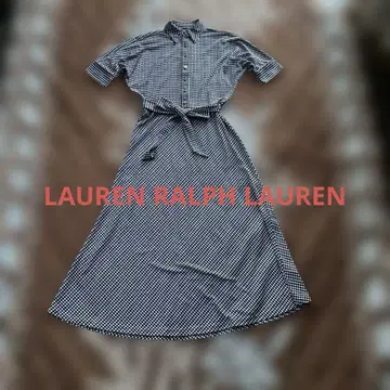 LAUREN RALPH LAUREN 체크 무늬 반팔 원피스 XXS