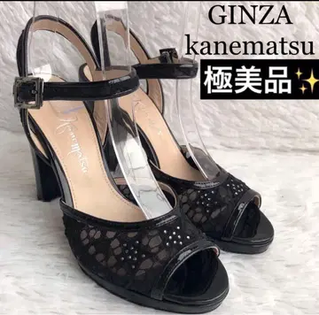 긴자 카네마츠 22.5cm 23cm 스트랩 레이스 비쥬 힐
