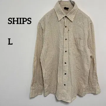 SHIPS 크로스 패턴 셔츠 L 사이즈 베이지 계열 일본제 c041
