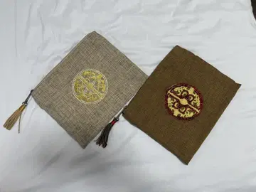 보물 파우치 자수 린넨풍 파우치 2개 세트