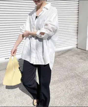 시착만 한 상품 스픽 앤 스팬 린넨 빅 셔츠 베이 크루즈