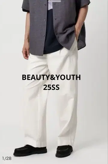 25SS BEAUTY&YOUTH 쿨 치노 2플리츠 팬츠 화이트