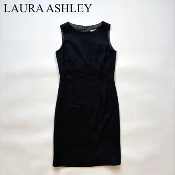 LAURA ASHLEY 나일론 블랙 슬리브리스 원피스 플레어