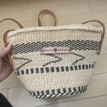 RAHA KENYA 스트라이프 바스켓백