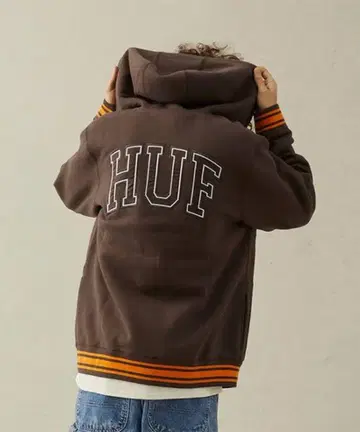 HUF 브라운 집업 후드티 브라운 M 사이즈 구제 의류