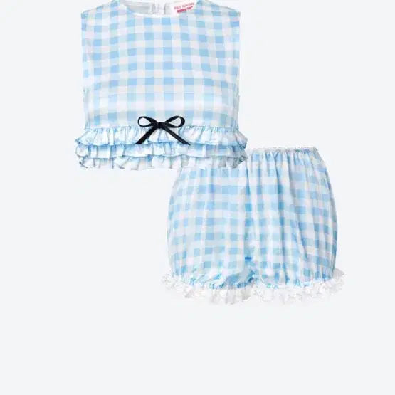【SHUSHU TONG x HAUS NOWHERE】Sleeveless Pajama Blue Check Shushutong Hausnowhere Pajama Set #슈슈통,#슈슈통하우스