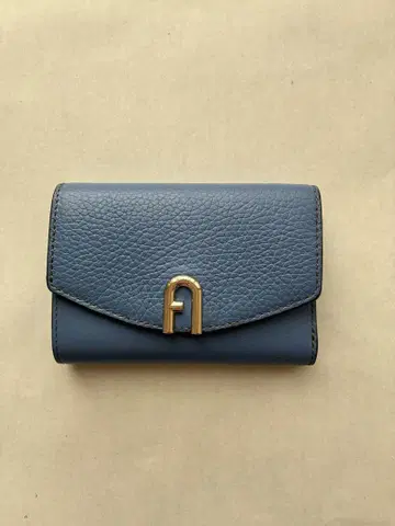 FURLA 블루 3단 폴더형 지갑 스냅 버튼식