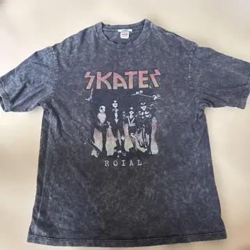 SKATERS 빈티지 티셔츠 L 사이즈 다크 그레이 밴딩 티셔츠