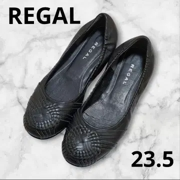 REGAL 리갈 메쉬 가죽 뜨개질 발레 슈즈 플랫 블랙
