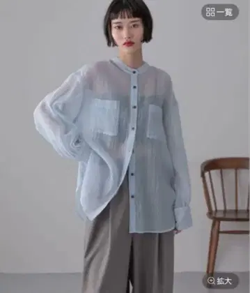 LOWRYS FARM 밴드 카라 셔츠